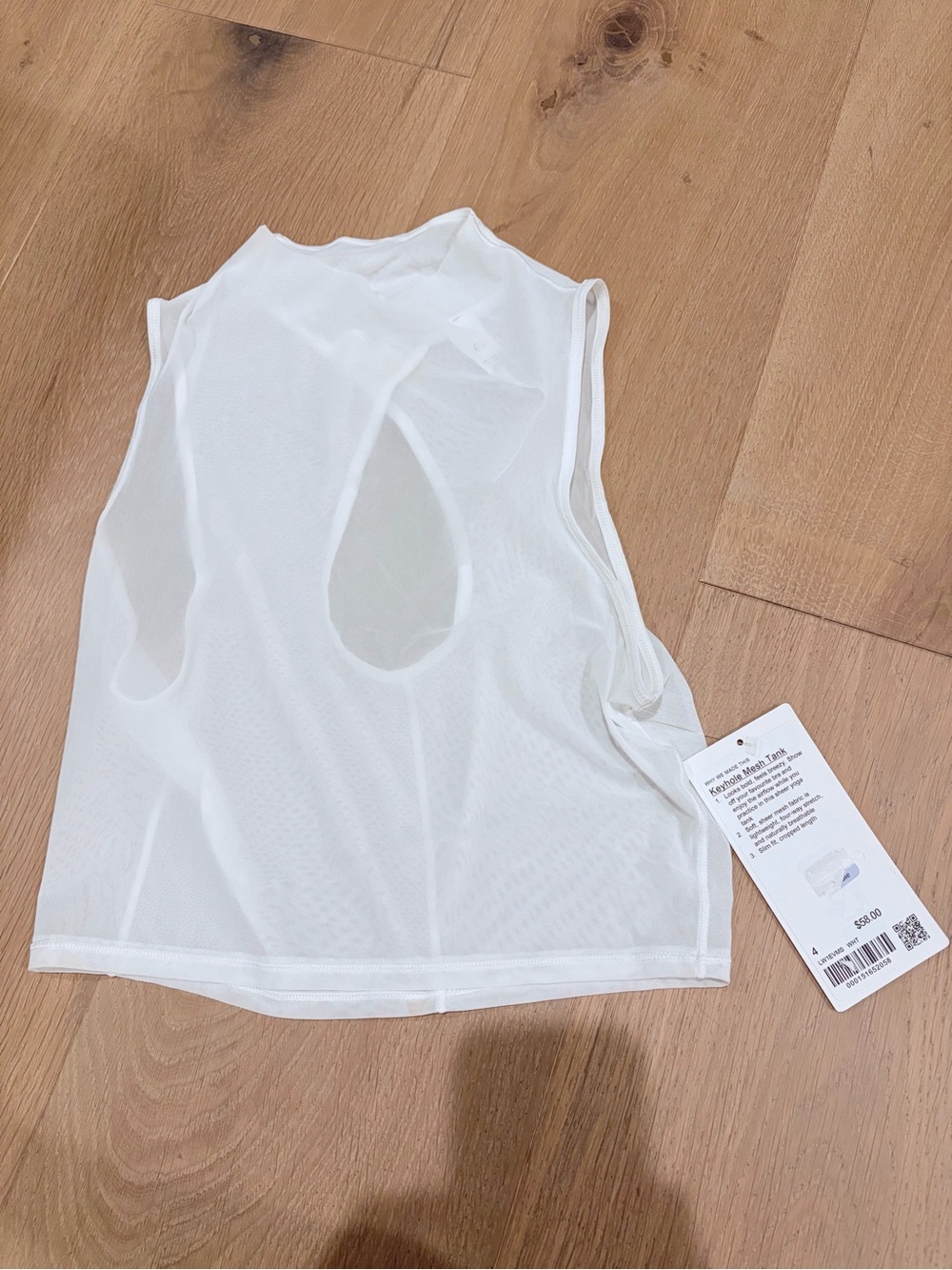 NWT lululemon White Mesh Keyhole Workout Tank